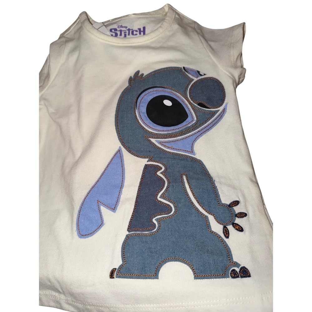 Disney Stitch Denim Days White T Shirt Kids‎ Size 2T New